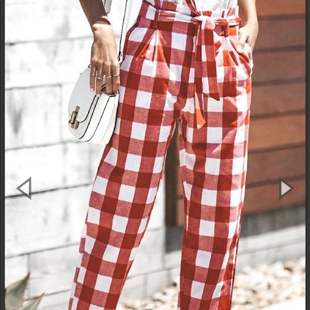 NWT Vici Dolls Red and White Checkered Pants